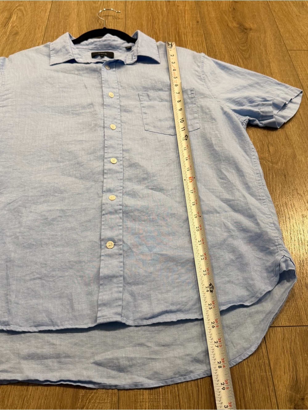 VINCE Light Blue Short-Sleeve Linen Shirt, men, M - Picture 5 of 7